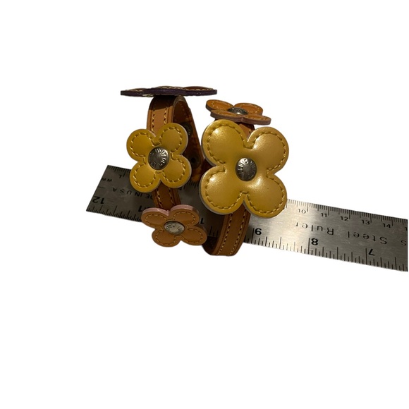 Louis Vuitton Multicolor Vernis Fleur Vachetta Leather Strap Bracelet Authentic - Picture 4 of 13